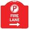 Signmission Fire Lane No Parking and Right Arrow, Red & White Aluminum Sign, 18" x 18", RW-1818-24019 A-DES-RW-1818-24019 - alternate 1